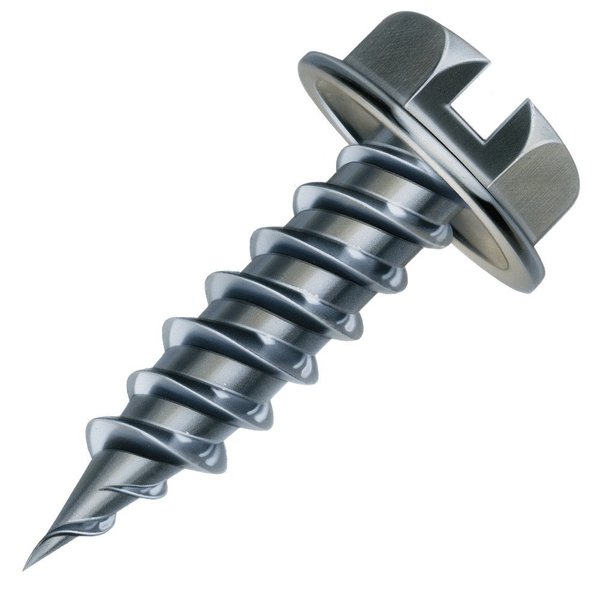 Malco Sheet Metal Screw, Bright Zinc Plated Flange Hex Head Slotted Drive, 7000 PK HW8X1Z